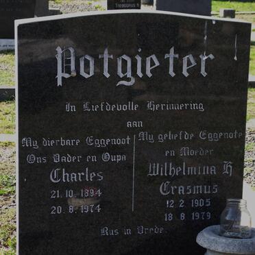 POTGIETER Charles 1894-1974 &amp; Wilhelmina H. ERASMUS 1905-1979