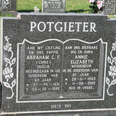 POTGIETER Abraham C.F. 1931-1995 &amp; Annie Elizabeth 1933-2000
