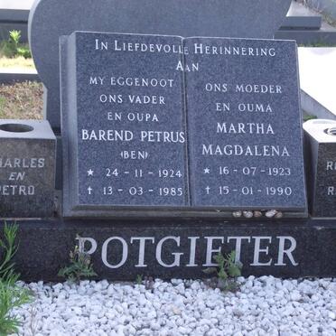 POTGIETER Barend Petrus 1924-1985 &amp; Martha Magdalena 1923-1990