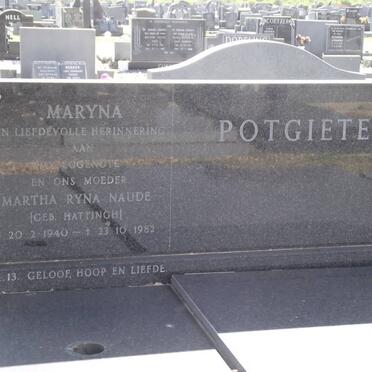 POTGIETER Martha Ryna Naude nee HATTINGH 1940-1982