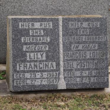 POSTHUMUS Francois Louis Abel 1898-1980 &amp; Lily Francina 1903-1987