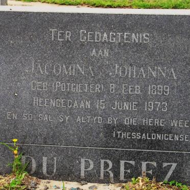 PREEZ Jacomina Johanna, du nee POTGIETER 1899-1973