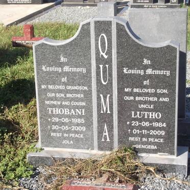 QUMA Thobani 1985-2009 :: QUMA Lutho 1984-2009