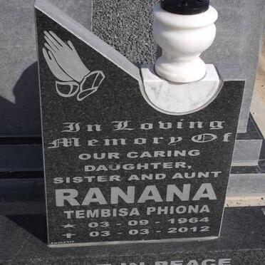 RANANA Tembisa Phiona 1964-2012