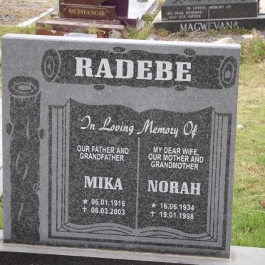 RADEBE Mika 1916-2003 &amp; Norah 1934-1998