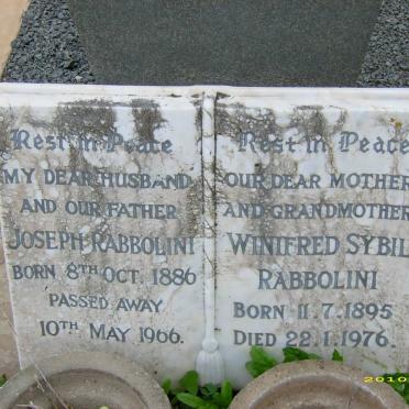 RABBOLINI Joseph 1886-1966 &amp; Winifred Sybil 1895-1976