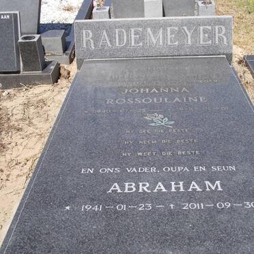 RADEMEYER Johanna Rossoulane 1940-1994 &amp; Abraham 1941-2011