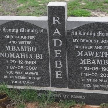 RADEBE Mbambo Nomahlubi 1968-2007 :: RADEBE Mawethu Mbambo 1967-2007