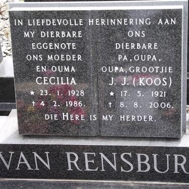 RENSBURG Jacobus J., van 1921-2006 &amp; Cecilia 1928-1986