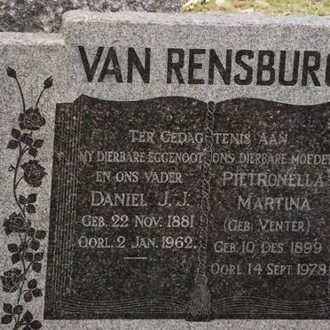 RENSBURG Daniel J.J., van 1881-1962 &amp; Petronella Martina VENTER 1899-1978