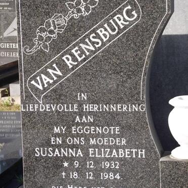 RENSBURG Susanna Elizabeth, van 1932-1984