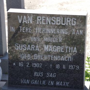 RENSBURG Susara Magretha, van nee BREYTENBACH 1902-1979