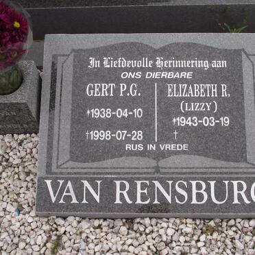 RENSBURG Gert Petrus Gerhardus, van 1938-1998 &amp; Elizabeth R. 1943-
