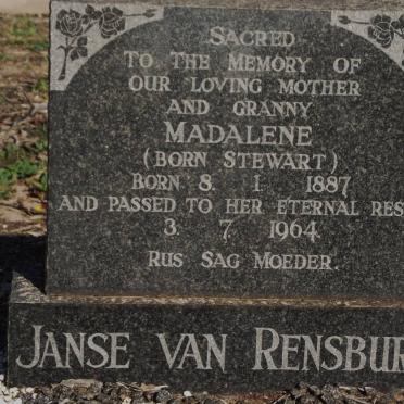 RENSBURG Madalene, janse van nee STEWART 1887-1964
