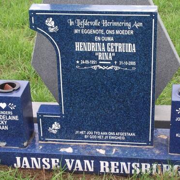 RENSBURG Hendrina Gertruida, janse van 1951-2005