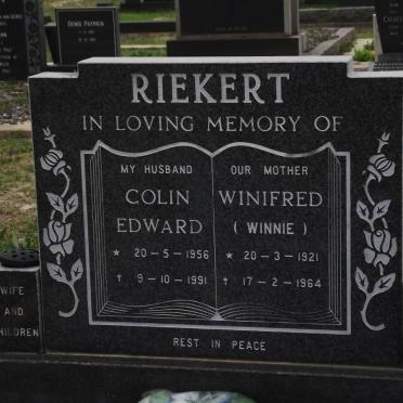 RIEKERT Colin Edward 1956-1991 :: RIEKERT Winifred 1921-1964