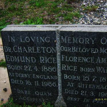 RICE Charleton Edmund 1886-1966 &amp; Florence Amelia WALSH 1895-1968