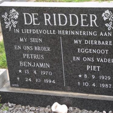 RIDDER Petrus Benjamin, de 1970-1994 :: RIDDER Piet, de 1929-1987