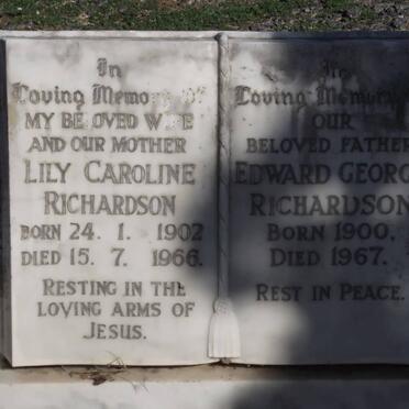 RICHARDSON Edward George 1900-1967 &amp; Lily Caroline 1902-1966