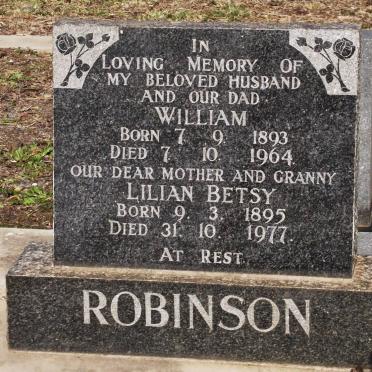 ROBINSON William 1893-1964 &amp; Lilian Betsy 1895-1977