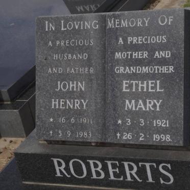ROBERTS John Henry 1911-1983 &amp; Ethel Mary 1921-1998