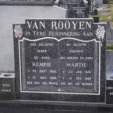 ROOYEN Kempie, van 1922-1995 &amp; Martie 1926-1988