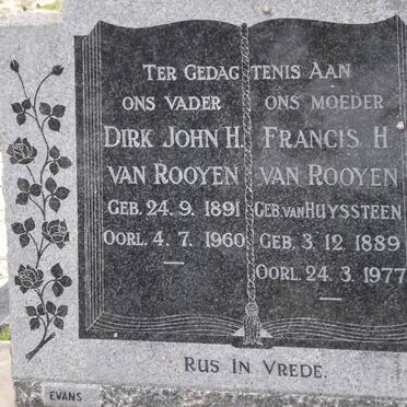 ROOYEN Dirk John H., van 1891-1960 &amp; Francis H. VAN HYSSTEEN 1889-1977
