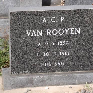 ROOYEN A.C.P., van 1894-1981