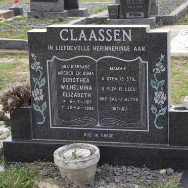 ROOYEN Dorothea Wilhelmina Elizabeth, van formerly CLAASSEN 1917-1999