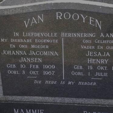 ROOYEN Johanna Jacomina Jansen, van 1909-1967 &amp; Jesaja Henry 1910-1998