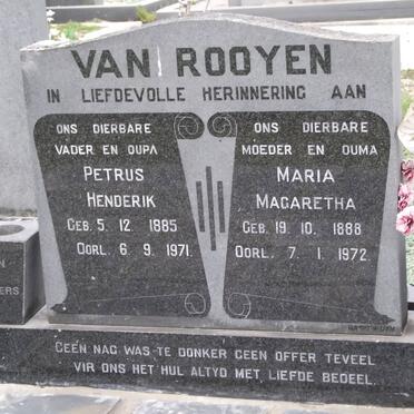 ROOYEN Petrus Hendrik, van 1885-1971 &amp; Maria Magaretha 1888-1972
