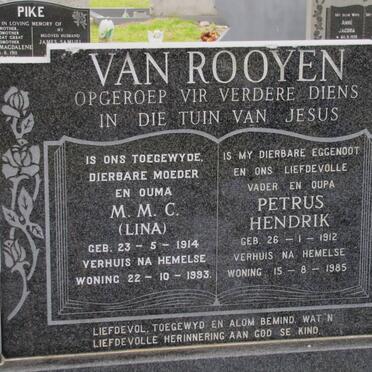 ROOYEN Petrus Hendrik, van 1912-1985 &amp; M.M.C. 1914-1993