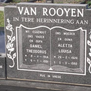 ROOYEN Daniel Theodorus, van 1914-1991 &amp; Aletta Louisa 1920-1992