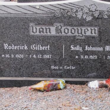 ROOYEN Roderick Gilbert, van 1926-1987 &amp; Sally Johanna Magdalena 1923-1974