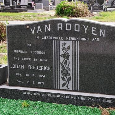ROOYEN Johan Frederick, van 1924-1971