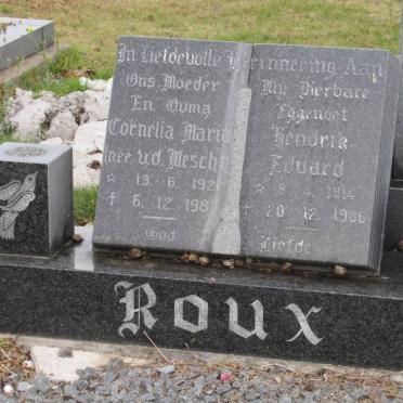ROUX Hendrik Eduard 1914-1985 &amp; Cornelia Maria V.D. MESCHT 1921-1987