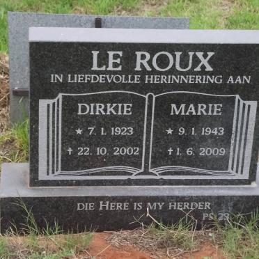 ROUX Dirk Jacobus, le 1923-2002 &amp; Marie 1943-2009