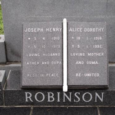 ROBINSON Joseph Henry 1910-1979 &amp; Alice Dorothy 1916-1992