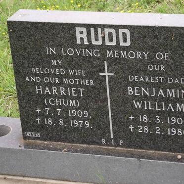 RUDD Benjamin William 1906-1980 &amp; Harriet 1909-1979