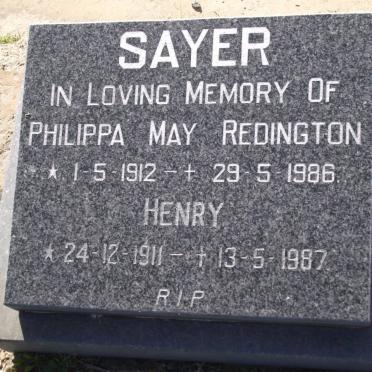 SAYER Henry 1911-1987 &amp; Philippa May Reddington 1912-1986