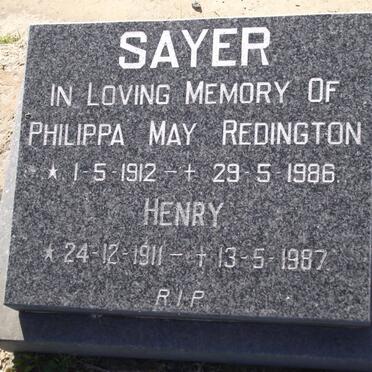 SAYER Henry 1911-1987 &amp; Philippa May Reddington 1912-1986
