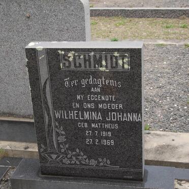 SCHMIDT Wilhelmina Johanna nee MATTHEUS 1919-1969
