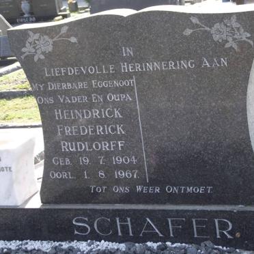 SCHAFER Heindrick Frederick Rudlorff 1904-1967