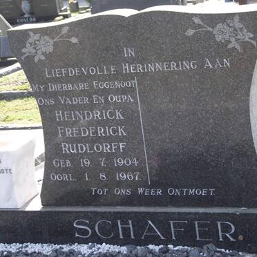 SCHAFER Heindrick Frederick Rudlorff 1904-1967