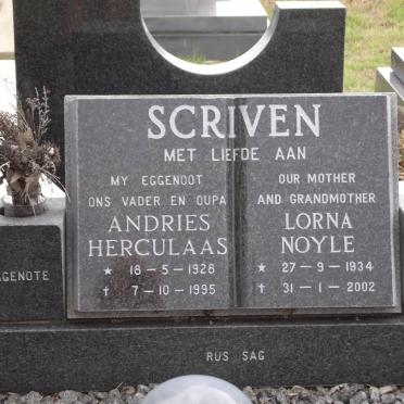 SCRIVEN Andries Herculaas 1928-1995 &amp; Lorna Noyle 1934-2002