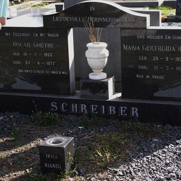 SCHREIBER Oscar Goethe 1922-1977 &amp; Maria Gertrude 1922-1995