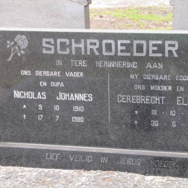 SCHROEDER Nicholas Johannes 1910-1980 &amp; Gerebrecht Elizabeth 1914-1975