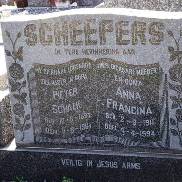 SCHEEPERS Pieter Schalk 1897-1967 &amp; Anna Francina 1911-1994