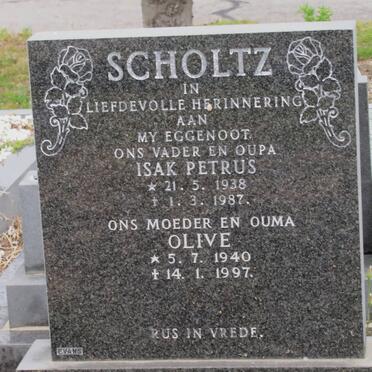 SCHOLTZ Isak Petrus 1938-1987 &amp; Olive 1940-1997