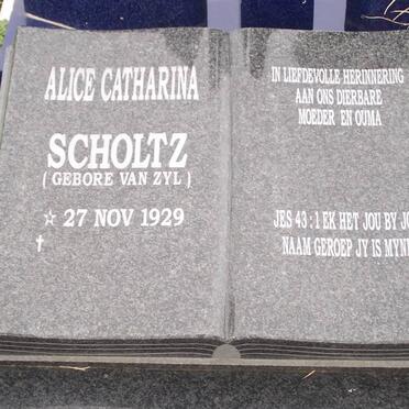 SCHOLTZ Alice Catharina nee VAN ZYL 1929-